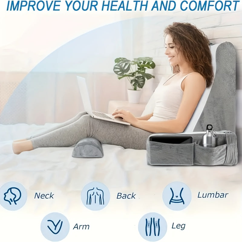 Extra Grote Kussen - Bedkussen met Afneembare Hoes - Rugsteunkussen voor TV, Lezen, Spelen en Dutjes - Stevig kussen voor bed, bank of vloer - Ideaal voor Volwassenen & Thuisbioscoop - Machinewasbaar - Verkrijgbaar in grijs/zwart/wit/beige/bruin, Kussens