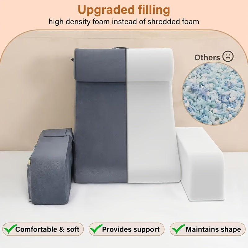 Extra Grote Kussen - Bedkussen met Afneembare Hoes - Rugsteunkussen voor TV, Lezen, Spelen en Dutjes - Stevig kussen voor bed, bank of vloer - Ideaal voor Volwassenen & Thuisbioscoop - Machinewasbaar - Verkrijgbaar in grijs/zwart/wit/beige/bruin, Kussens